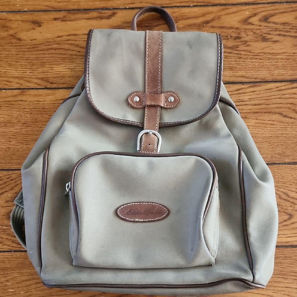 Eddie Bauer Tan and Brown Vintage-Inspired Backpack
